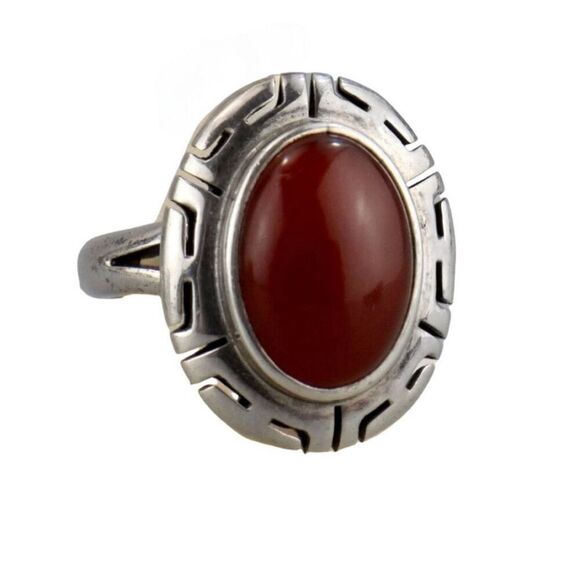 Vintage Native American sterling silver Carnelian ring size 7 . - Picture 1 of 9